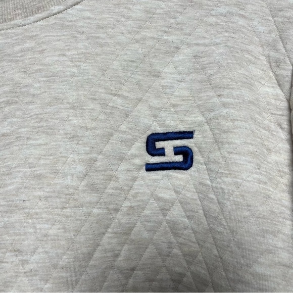 Marine Layer Men Corbet Quilted Crewneck Sweater XXL Cream Pullover‎ Dark Oat - Picture 3 of 10